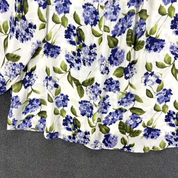 Tahari Top Womens Plus 2X White Purple Floral Boho Semi sheer Shirt Blouse Tunic - Picture 16 of 16